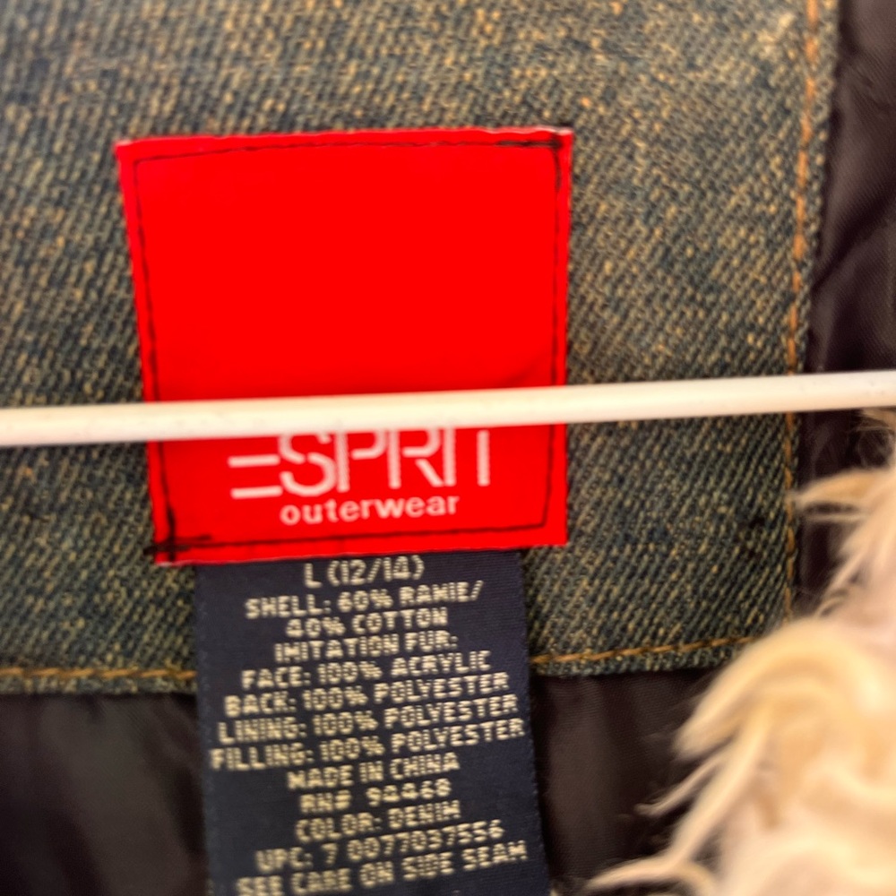 Esprit Blue Denim Jacket with Red Label - Picture 3 of 3